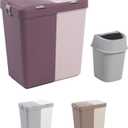 Mabel Home Plastic Laundry Hamper with Lid, 2 sections, Large Laundry Basket Extra Trash Bin (1,6 Gallons) inc. (Pink-Purple)