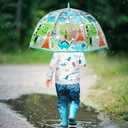 Kids Umbrella Clear Bubble Umbrellas for Rain,Safety Dome Windproof Umbrella for Kid Girls and Boys
