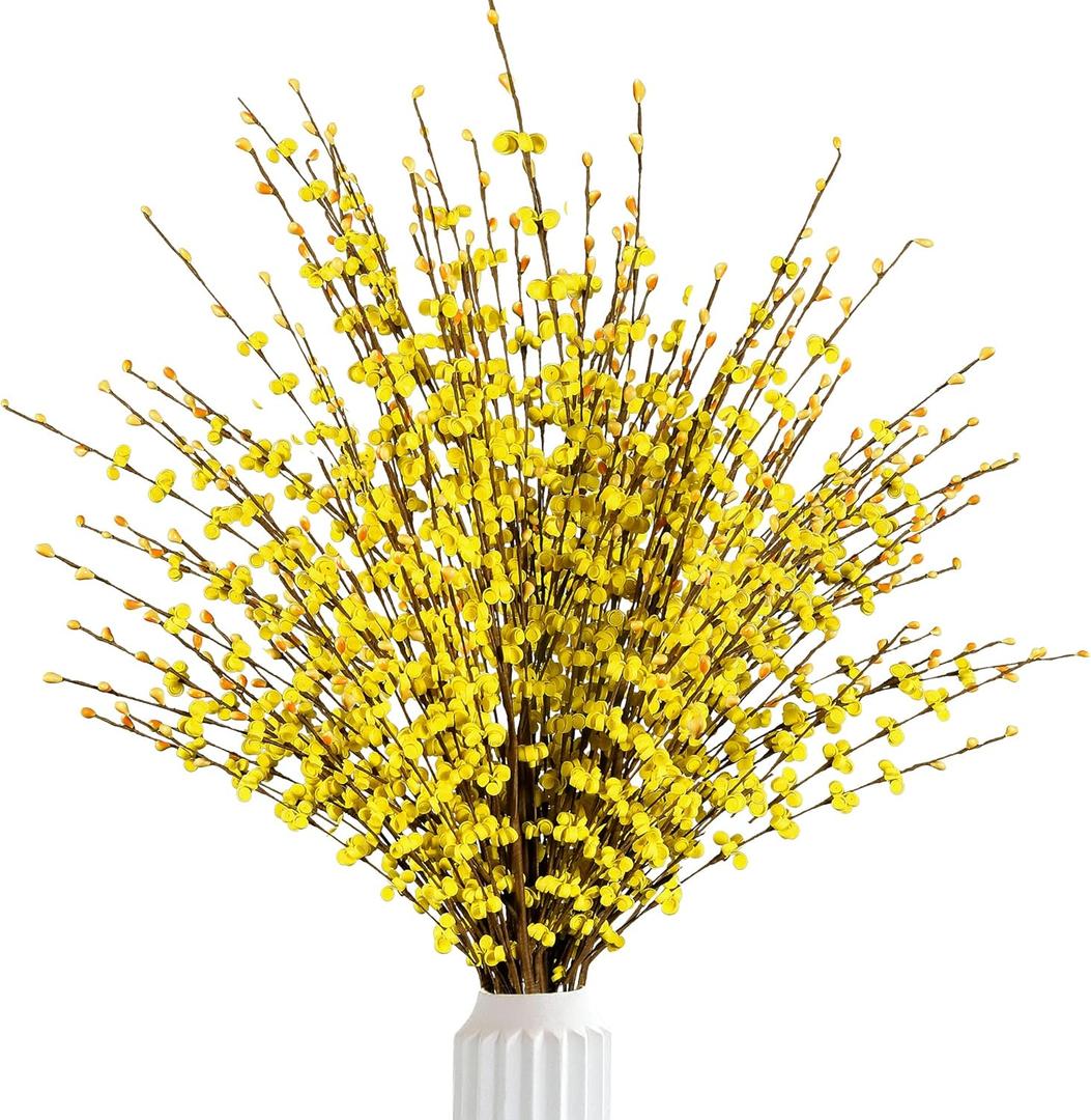 Sggvecsy 10 Pcs 29.5 Long Artificial Jasmine Flowers Tall Fake Flower Bouquet Faux Jasmine Plants Dry Branches for Wedding Home Party Office Hotel Restaurant Kitchen DecorationYellow