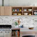 STICKGOO 10-Sheet Subway Tile Peel and Stick Backsplash, Seamless Design Glossy Carrara White Kitchen Backsplash Wall Tiles, Waterproof Stick on Tile for Bathroom, RV, Fireplace