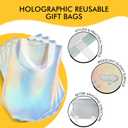 RACETOP 15 Pcs Iridescent Glossy Gift Bags Medium Size, 8x4x10 Inch Holographic Reusable Gift Bags with Handles, Ideal for Birthday, Wedding, Bachelorette, Party Favors, Holiday Goodie