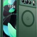 CANSHN Magnetic for Google Pixel 9 Pro Case(6.3 Inch), Upgraded [Full Camera Protection] [Compatible with Magsafe] [Translucent Matte] Shockproof Protective Phone Cover, Deep Green