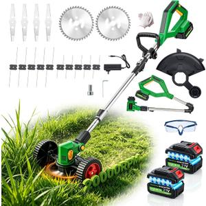 20000RPM Cordless Weed Wacker, 11" Cutting Range 4-in-1 Battery Powered Weed Eater, 21V Lightweight Brush Cutter, 800W String Trimmer Lawn Edger with 2 Batteries & LED Display, standard