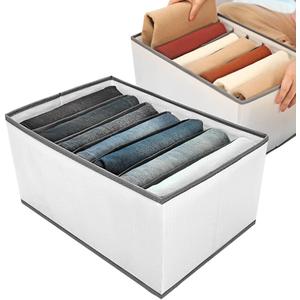 EASEVE 2 Pack Wardrobe Closet Organizer and Storage for Clothes - 7 Grids Foldable Drawer Dividers Organizers for Jeans | Pants | Shirts | Leggings, Stackable Clothing Bins for Closets Organization