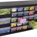 Akro-Mils 26-Drawer Plastic Drawer Storage Cabinet for Garage Organization, Bead Organizer, Building Bricks Storage, Teacher Toolbox, Makeup Organizer, 20" W x 6" D x 10" H, 10126 Black