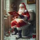 Santa Sitting on Toilet Funny Bathroom Art Print Christmas Wall Art Toilet Humor Decor Cottage-core Art Print Funny Bathroom Decor (8x10 inch Print Unframed)
