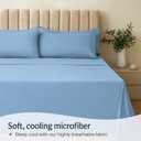 LuxClub 4 PC Queen Sheet Set, Breathable Luxury Bed Sheets, Deep Pockets 18" Wrinkle Free Cooling Sheets Machine Washable Hotel Bedding Silky Soft - Sky Queen