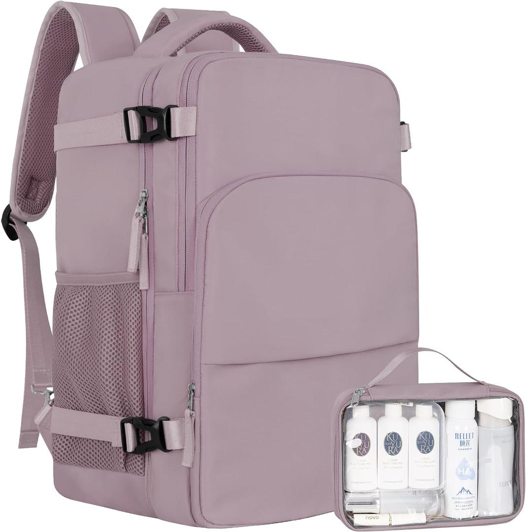 Travel laptop Backpack for Women, Personal Item Size Flight Approved, 16 Inch Laptop Bag with Multi-Pockets, College Computer Bag, Waterproof Carry On Backpack Casual Daypack Backpack (Large, Purple)