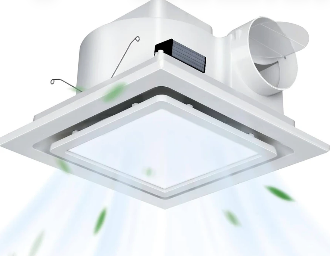 12" Ultra Quiet Bathroom Exhaust Fan with 6500K LED Light, 1.0 Sone 120 CFM, 10x10 Mount, 1500 LM Ceiling Ventilation Fan, Energy Efficient