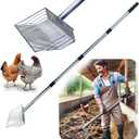 10inch Metal Chicken Poop Scooper with 54-Inch Long Handle for Coop Cleaning (black)