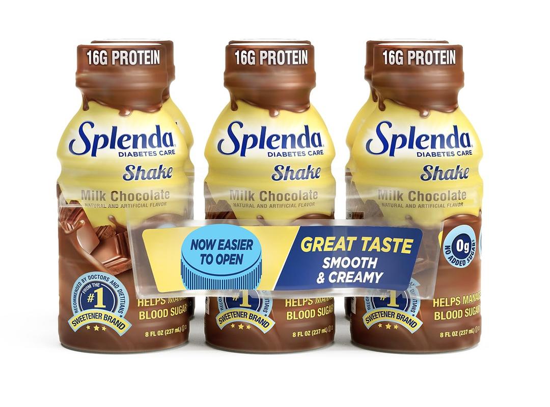SPLENDA Diabetes Care Shakes - Meal Replacement Shake, 8 Fluid Ounces Per Bottle (Milk Chocolate, 6 Pack), BB 27 Aug 2025