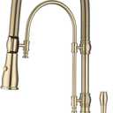 Copper Kitchen Faucet, Single Handle, 360 Swivel High Arc Kitchen Sink Faucet, Brushed Gold Pull Down Kitchen Faucet Solid Brass Handle