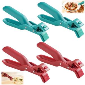 4PCS Hot Plate Gripper Tongs,Multi-Function Anti-Scald Bowl Clip,Silicone Non-Slip Hot Dish Plate Holder Tongs,Kitchen Silicone Anti Slip Clip,Kitchen Utensil for Bowls,Pans,Dishes-Microwave&Oven Safe