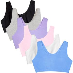 Fruit of the Loom womens Built Up Tank Style Sports Bra Value Pack (36, Blue/White/Pink/Hyacinth/Grey/Black)