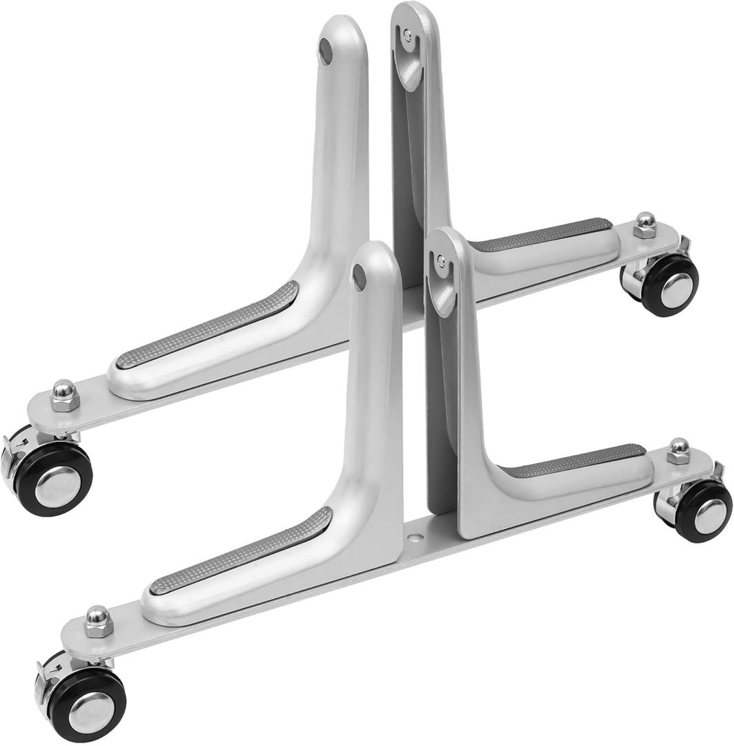 MYOYAY 2 Packs Room Divider Stabilizer Feet with Stainless Steel Wheels, Folding Room Screen Divider Stand Support Bases Privacy Screen Partition Holder Feet for Hotel Home Office (Silver)