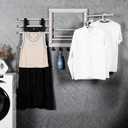 White Wall Mounted Drying Rack,Clothes Drying Rack Wall Mounted for Laundry(20 INCH),with 5 Hooks 8 arms, 80 lb Capacity.