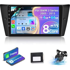 [8-Core 4+64G] Android Stereo for BMW 3 Series E90 E91 E92 E93 2005-2012: 9 Inch IPS Touchscreen DSP Audio - Wireless Carplay & Android Auto, GPS, WiFi, EQ, Custom Homepage + AHD Backup Camera
