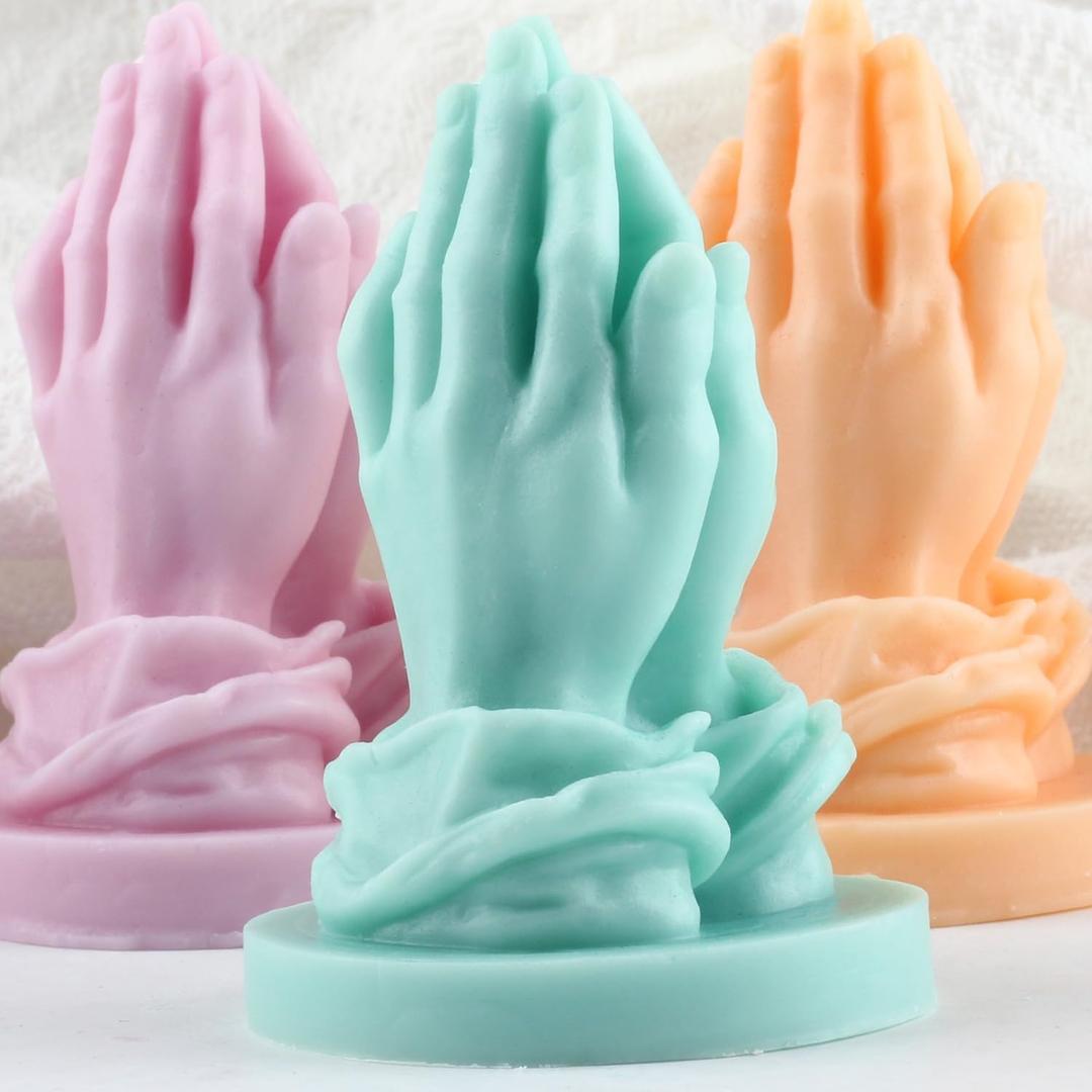 XIAOSHUI Praying Hands Candle Mold Hands Together Blessing Prayer Silicone Mold for Candle Making Resin Aromatherapy Gypsum Wax Clay Craft