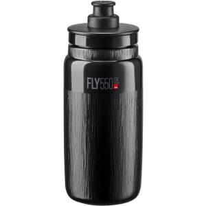 ELITE Fly Tex Cycling Water Bottle 550ml Black Ultra-Lightweight, BPA-Free, Easy-Squeeze Sports Bottle for Road, MTB & Gravel
