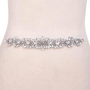 Crystal Rhinestone Applique Belt Luxury Shining Trims 1 Yard for Bridal Wedding Dress- Silver-1 Yard(1.25" x9.65") Crystal Rhinestone Applique Belt Luxury Shining Trims 1 Yard for Bridal Wedding Dress- Silver-1 Yard(1.25" x9.65")
