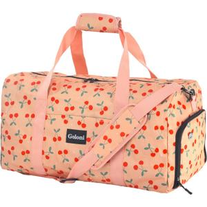 Goloni Cute Duffle Bag for Women, Gym Bag with Shoe Compartment, Lightweight Weekend Travel Duffel Bag,Overnight Bag with Wet Pocket (Cherry)