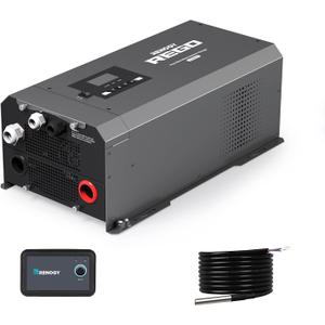 Renogy REGO 3000W Pure Sine Wave Inverter Charger w/LCD Display 12V DC to 120V AC Built-in Bluetooth 4-Stage Charging