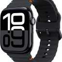 TiMOVO Sport Band Compatible with Apple Watch 42mm (Series 11/10) 41mm 40mm 38mm for Women Men (2025), Soft Silicone Replacement Strap for iWatch Series 9/8/7/6/5/4/3/2/1/SE 3 2 1, Black