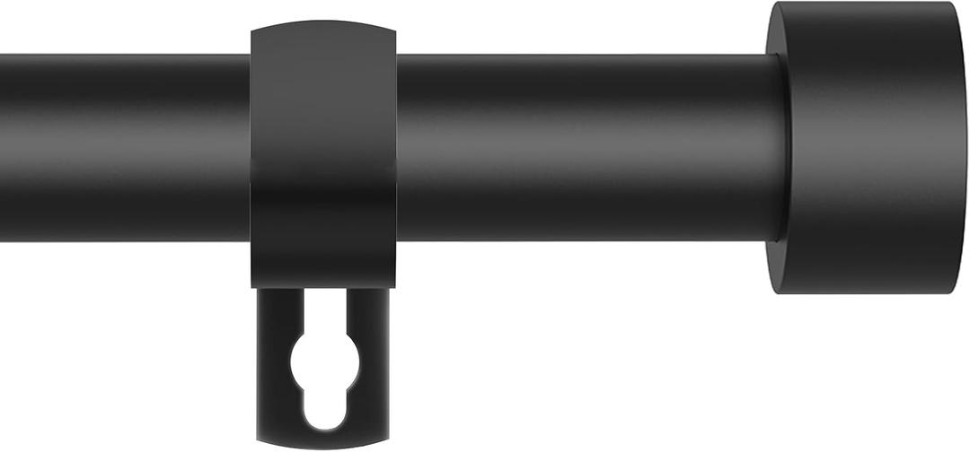 Black Curtain Rods for Windows 28 to 48 Inch, 5/8 Inch Diameter Heavy Duty Metal Stainless Steel Drapery Rods with Brackets, Modern Curtain Rod with Simple End Caps