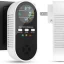 5-in-1 Carbon Monoxide Detectors, Natural Gas Leak Detector, Plug-in & Battery Backup Co Detector, HD Digital Display, CO Gas Temp Humidity Sensor, 1-Pcs, Black