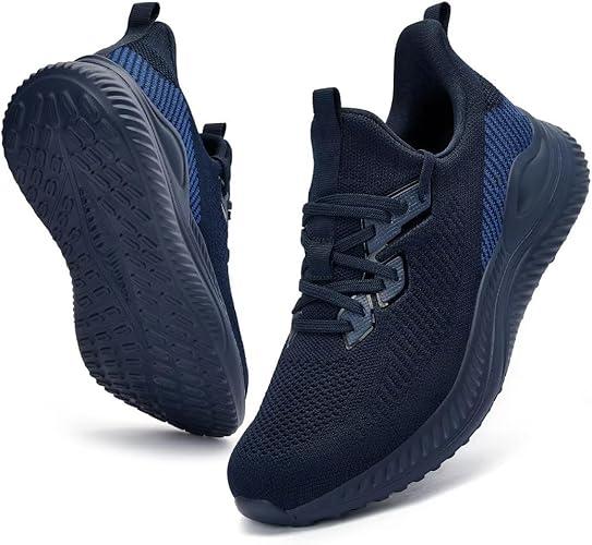 Akk Mens Slip On Wide Walking Shoes Memory Foam Runnning Tennis Shoes Lightweight Breathable Casual Sneakers (Dark Blue, 46)