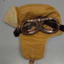 Peicees Vintage Aviator Hat and Goggles Costume Accessories Fur Ear Flaps Trooper Trapper Pilot Cap for Men Women
