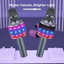 BONAOK Karaoke Microphone for Kids & Adults - Bluetooth Microphones Singing Mic with Disco Lights, Echo Effect, Built-in Speaker Portable Karaoke Player for Party Travel Gifts Q78(Space Gary)