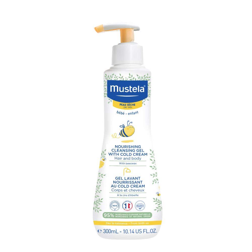 Mustela Baby Nourishing Cleansing Gel  Hair & Body Wash for Dry Skin - with Natural Avocado, Cold Cream & Beeswax - 10.14 fl. oz.