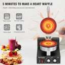 Commercial Heart Waffle Maker — Non-Stick Electric Waffle Machine, Independent Temp Control (122-572°F) & Timer, 1200W Heart Shaped Waffle Maker, for Commercial & Home Use