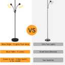 Floor Lamp Black, Standing Lamp, 71" Tall Lamps for Living Room, 3 Way Switch, Plastic Lampshade, Torchiere Floor Lamp with Reading Lamps, Modern Pole Lamps for Bedroom Kids Room E26 Base(No Bulb)