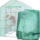 Greenhouse Replacement Cover, 565676 Inch PE Walk-in Greenhouse Cover for Gardening Plants w/Roll-Up Zipper Door, Waterproof Frost Protection Wind Rain Proof, Easy Assembly (No Frames Include)