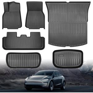 6PCS Floor Mat for Tesla New Model Y Juniper [Durable Premium TPE] Cargo Liners All Weather Waterproof Anti-Slip Trunk Mats for Tesla Model Y 2025-2026 5-Seater Accessories