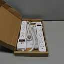 Amazon Basics Surge Protector Power Strip, 6-Outlet with 200J Protection, Circuit Breaker, LED Indicator, On/Off Switch, Wall-Mounting, 2ft Extension Cord, White, 2-Pack