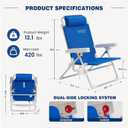 SUNNYFEEL Infinite Reclining Aluminum Beach Chair with Backpack Straps, 19.7 x 17.3 x 36.6 inches
