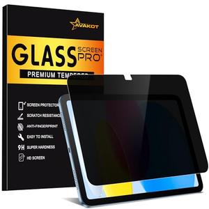 avakot Privacy Screen Protector for iPad 11th A16 2025, Anti-Spy Tempered Glass Film for iPad 10th Generation 10.9 Inch 2022, Private Touch Sensitive HD Clarity Screen Protector for i Pad A16, 1 Pack