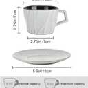Ceramic Espresso Cups with Saucers 6 oz,Coffe Cups for Cappuccino,Latte,Tea with Saucers Set of 2 - Geometry - Gray