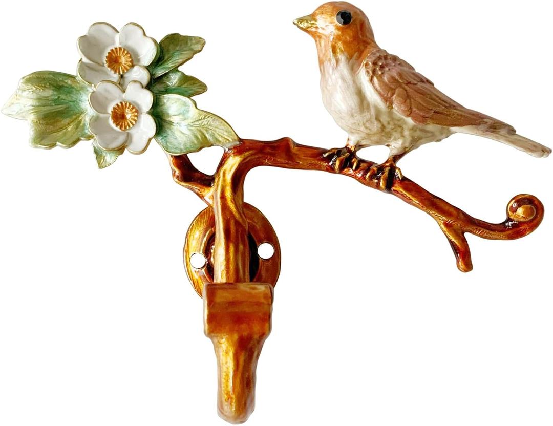 Vintage Bird Shaped Decorative Wall Hook Rack Hanger for Hanging Clothes Coats Towels Keys Hats, 1 Pack Antique Metal Mounted Wall Hook (Orange)