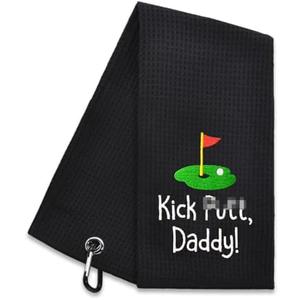 Hafhue Kick Put Daddy Embroidered Golf Towel, Dad Golf Towel, Golf Accessories for Men, Golf Gift for Dad Grandpa, Birthday for Dad Grandpa Golf Fan, Retirement Gift for Dad, Pack 2