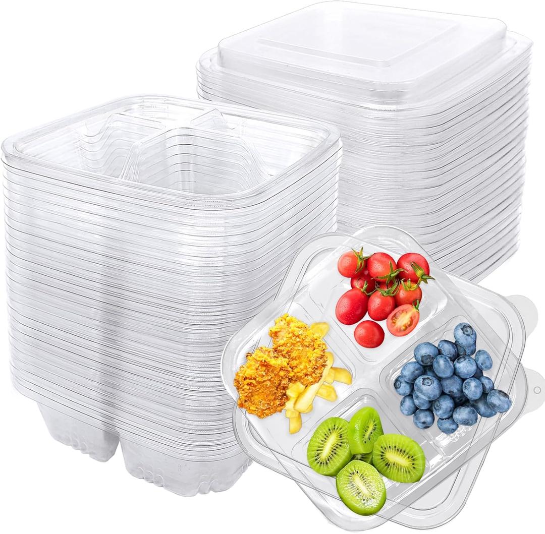 30 Pcs Bento Snack Containers,4 Compartment Meal Prep Lunch Containers with Lids,Food Storage Containers for Food Storage School Work Travel
