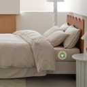 Double Stitch Organic Cotton Sheets King Size - Soft & Breathable Sheet Set 4 Piece, Luxury 300 TC Sateen Weave Bedding, 100% GOTS Certified Long Staple Cotton, Made in India, Linen (King (78" x 80" x 16"))