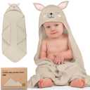 KeaBabies Hooded Baby Towel for Newborn - Viscose Derived from Bamboo Large Baby Bath Towels with Hood for Boys, Girls, Toddler, Extra Absorbent & Soft Newborn Bath Essentials, Alpaca  (Regular 35x35)