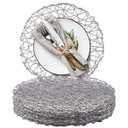 AHHFSMEI Paper Braided Round Placemats Set of 12 Natural Non-Slip Heat Resistant Table Mats for Dining Tables Woven Indoor & Outdoor Place mats for Thanksgiving(Silver)
