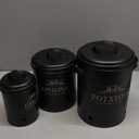 Noonberry Potato and Onion Storage Bin Set – 3-Piece Ventilated Potato Storage Bin, Onion Storage Container and Garlic Container – Matte Black Finish