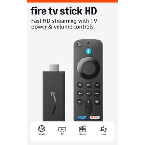 Like-New Fire TV Stick HD, free and live TV, Alexa Voice Remote, smart home controls, HD streaming