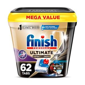 Finish Ultimate Infinity Shine Dishwasher Pods, No Pre-Rinse Dishwasher Detergent Soap Removes Burnt-On Stain, with Protector Shield & CycleSync Technology, Degreasing & Scrubbing Power, Only 30 Count